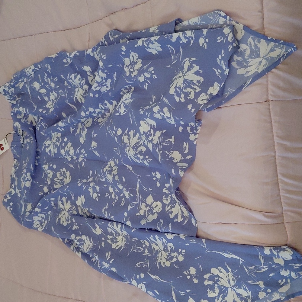 Blue Floral Print Skirt